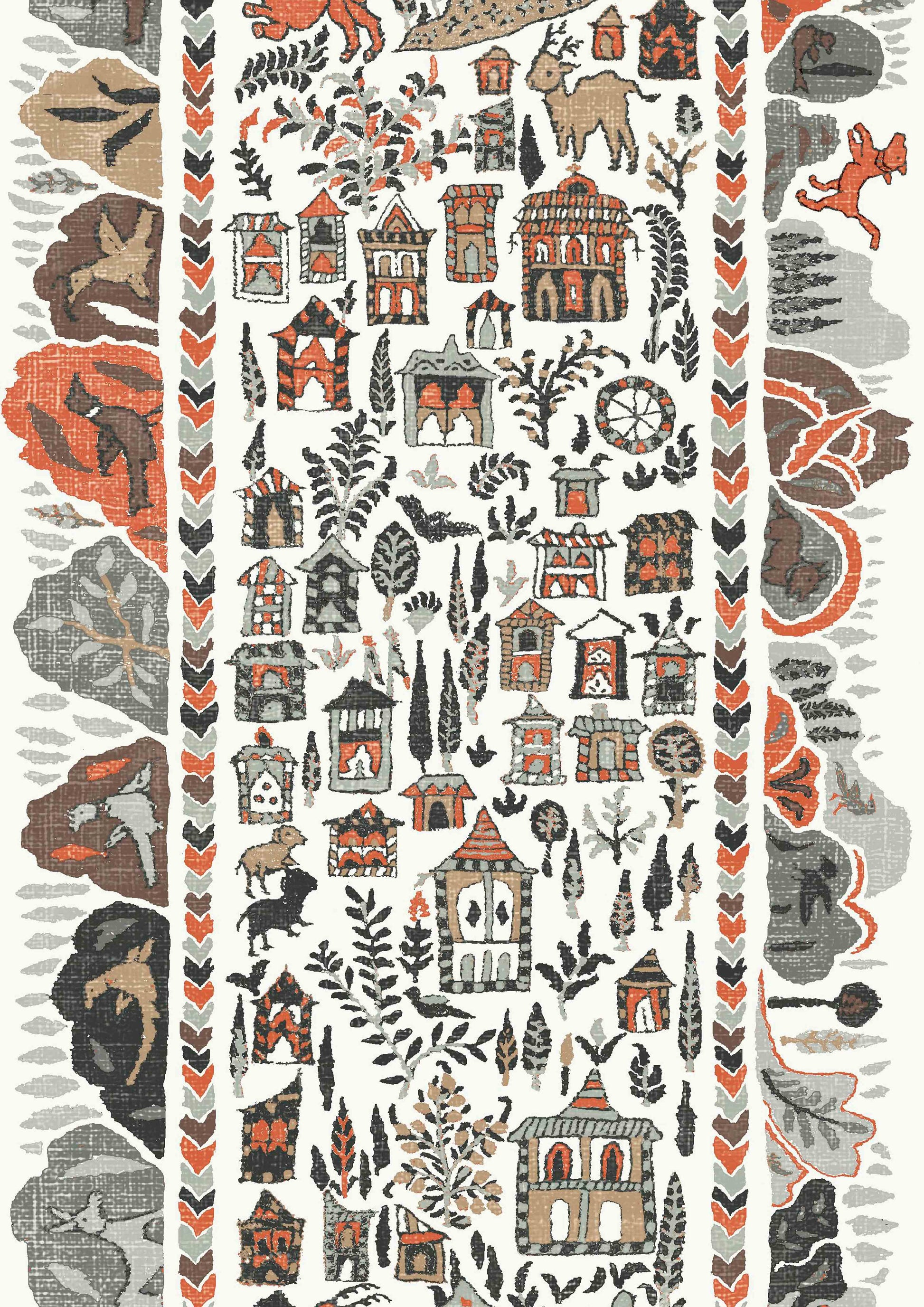 Ravi Ribbon Wallpaper - Satsuma Soot - Lewis & Wood