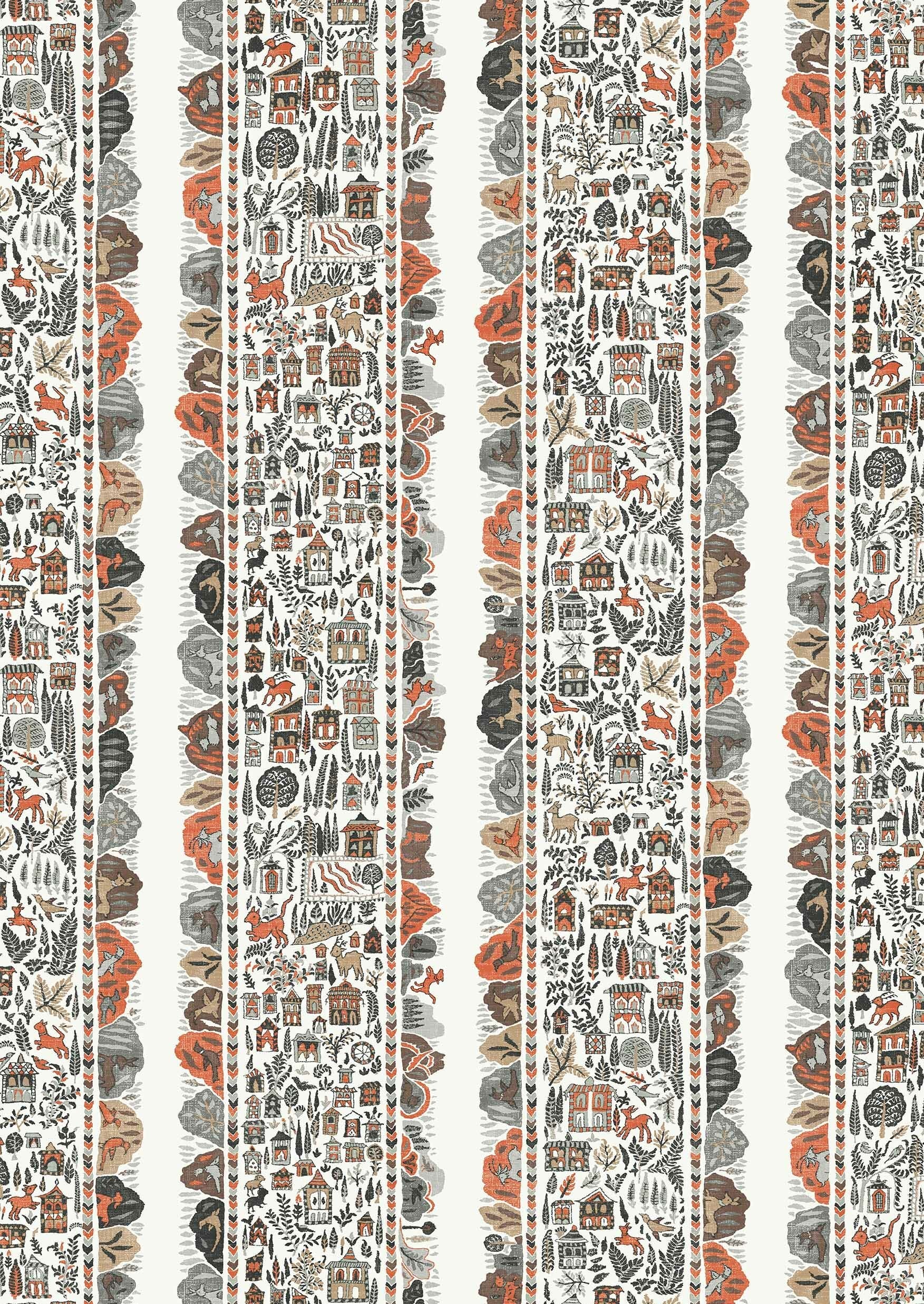 Ravi Ribbon Wallpaper - Satsuma Soot - Lewis & Wood