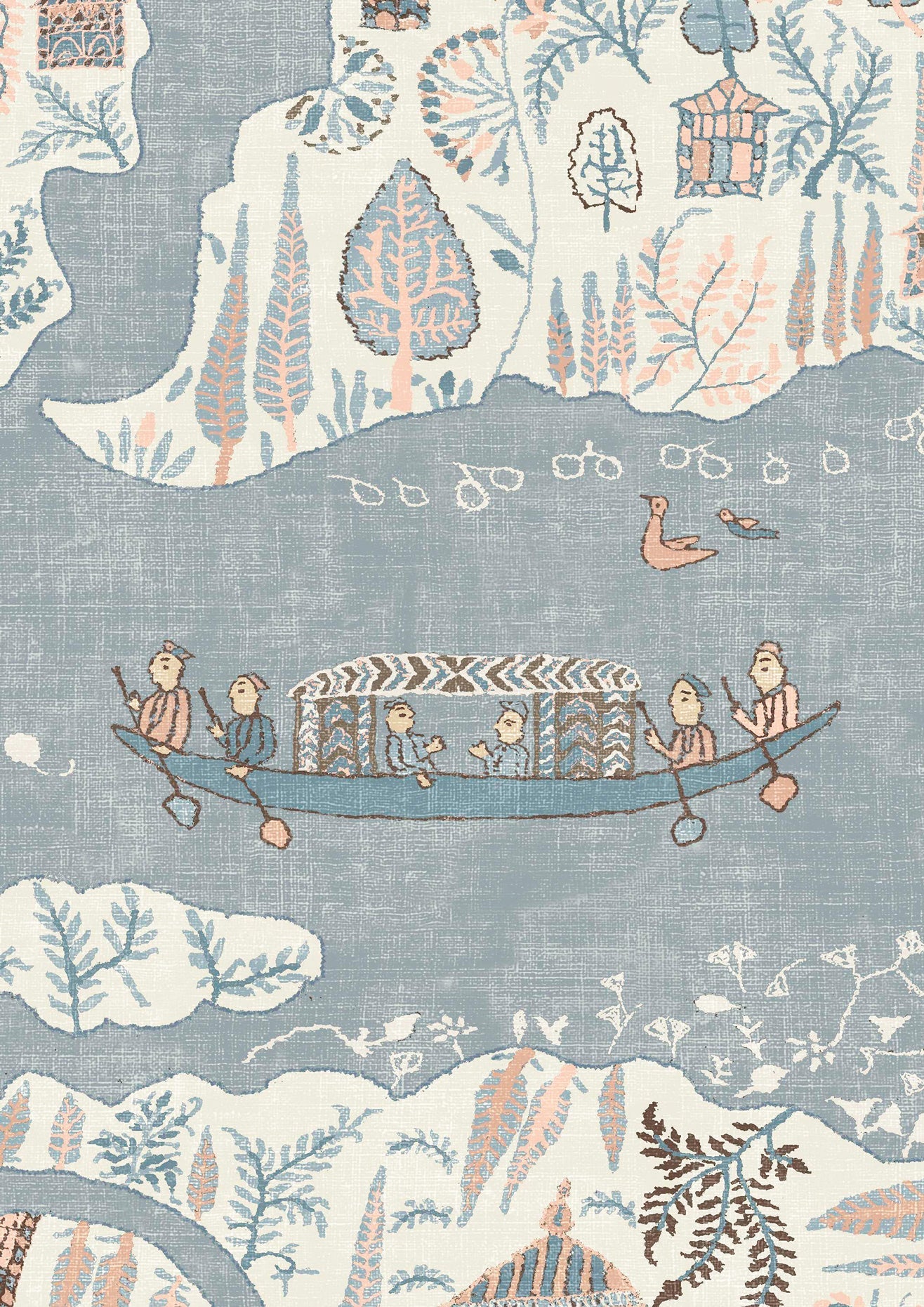 Regatta Wallpaper - Blue Almond - Lewis & Wood