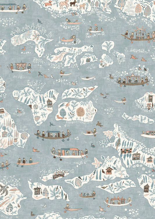Regatta Wallpaper - Blue Almond - Lewis & Wood