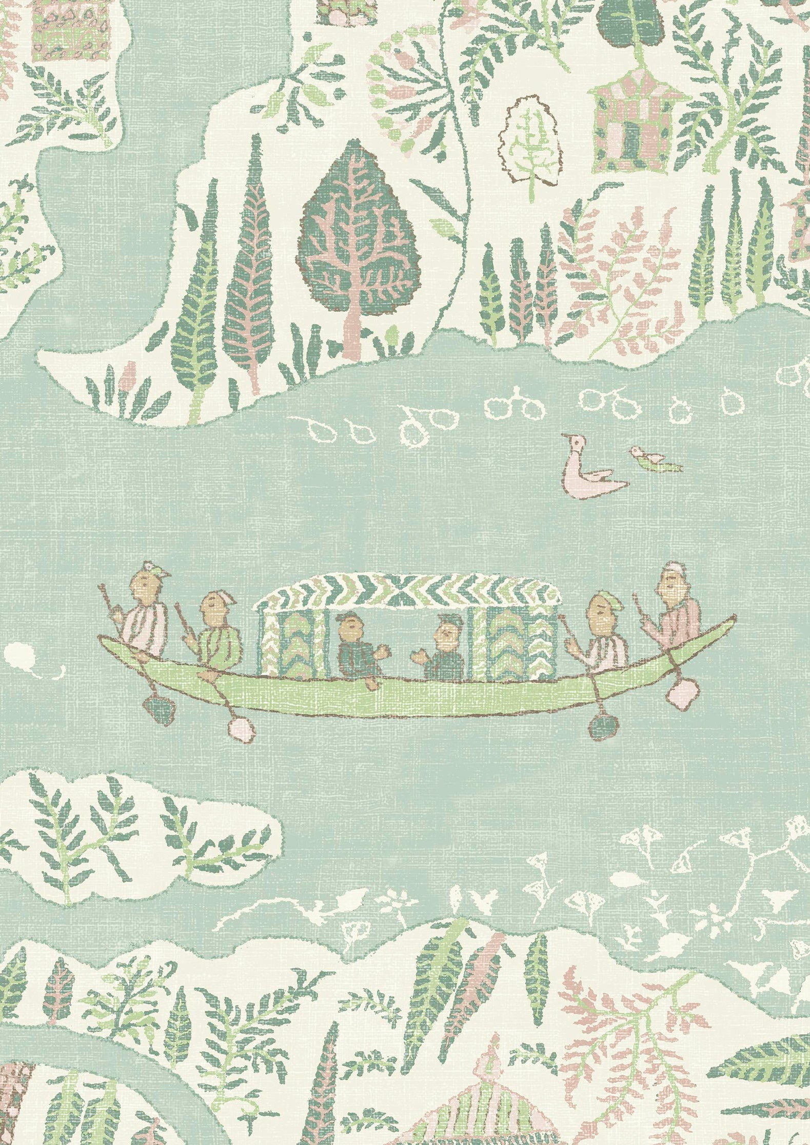 Regatta Wallpaper - Pistachio Rose - Lewis & Wood