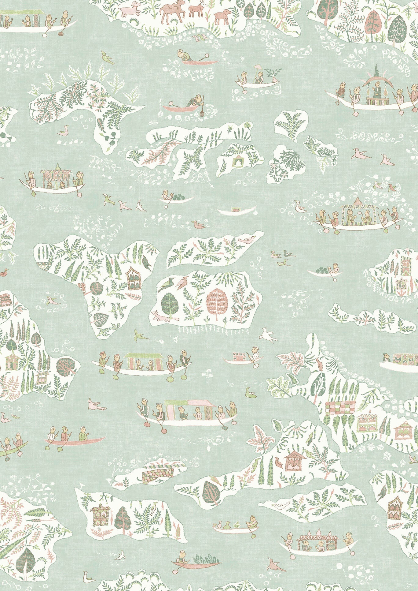 Regatta Wallpaper - Pistachio Rose - Lewis & Wood