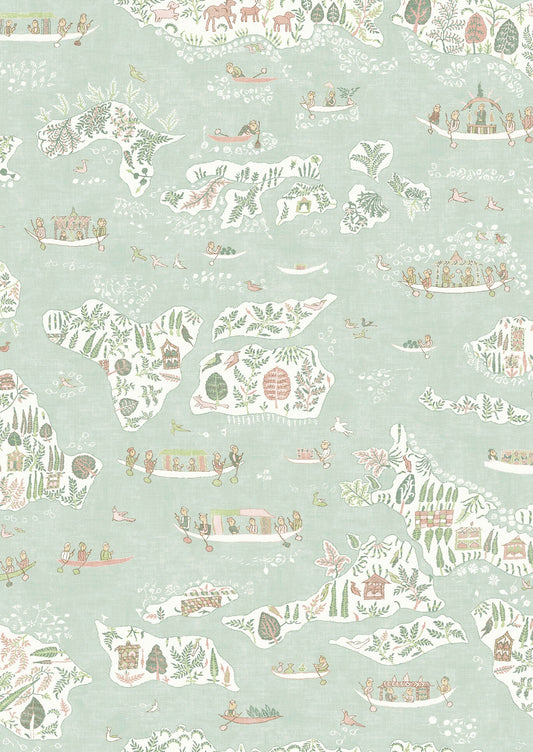Regatta Wallpaper - Pistachio Rose - Lewis & Wood