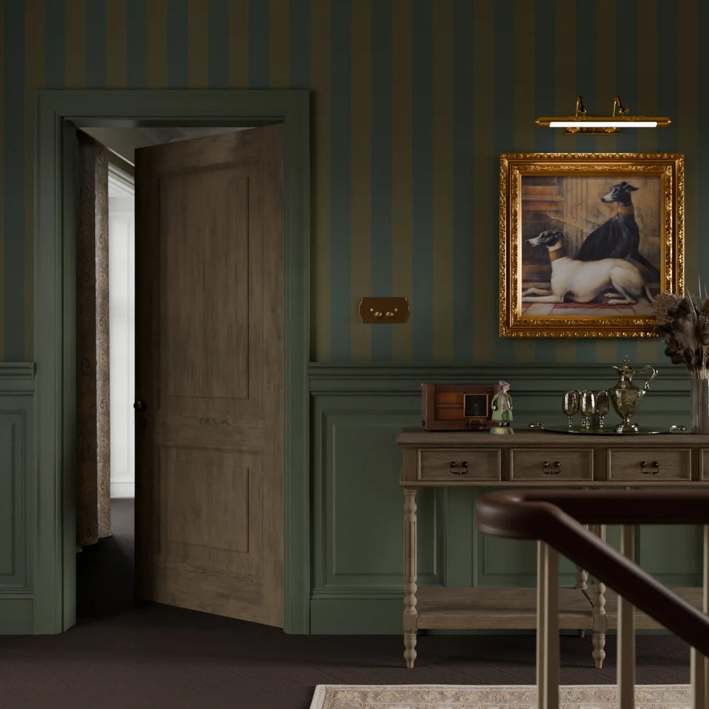 Regent Stripe Wallpaper - Gentleman Green & Pine Green - Lucie Annabel