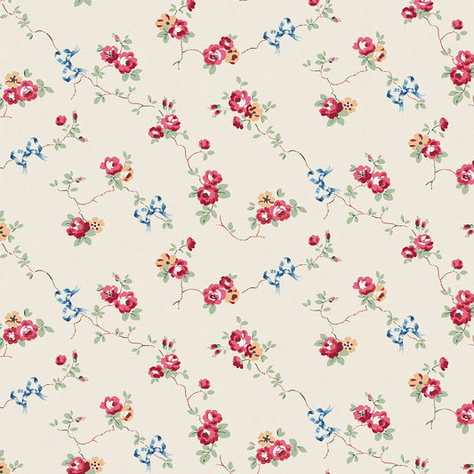 Rose & Bows Wallpaper - Cream - 125511 - Cath Kidston
