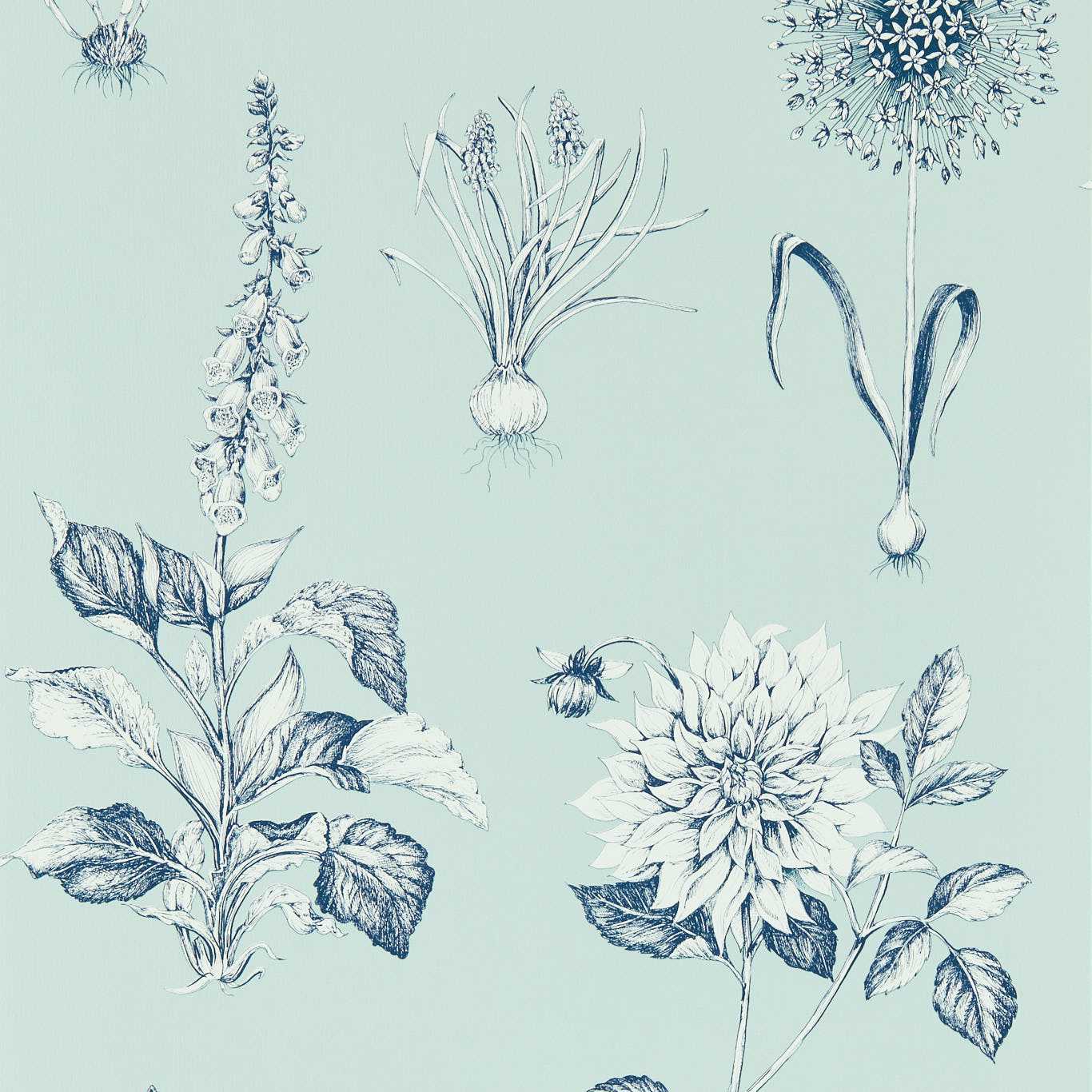 Roseraie Wallpaper - Seaglass - Clarke & Clarke
