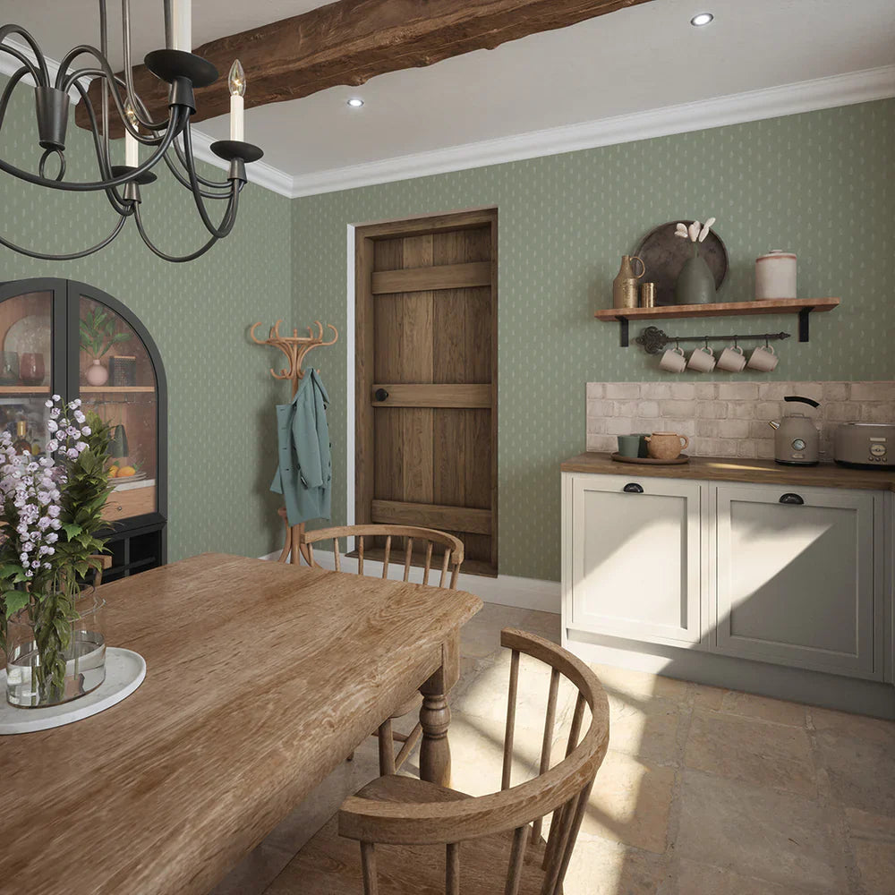 Rowan Wallpaper - Pistachio Green - Lucie Annabel