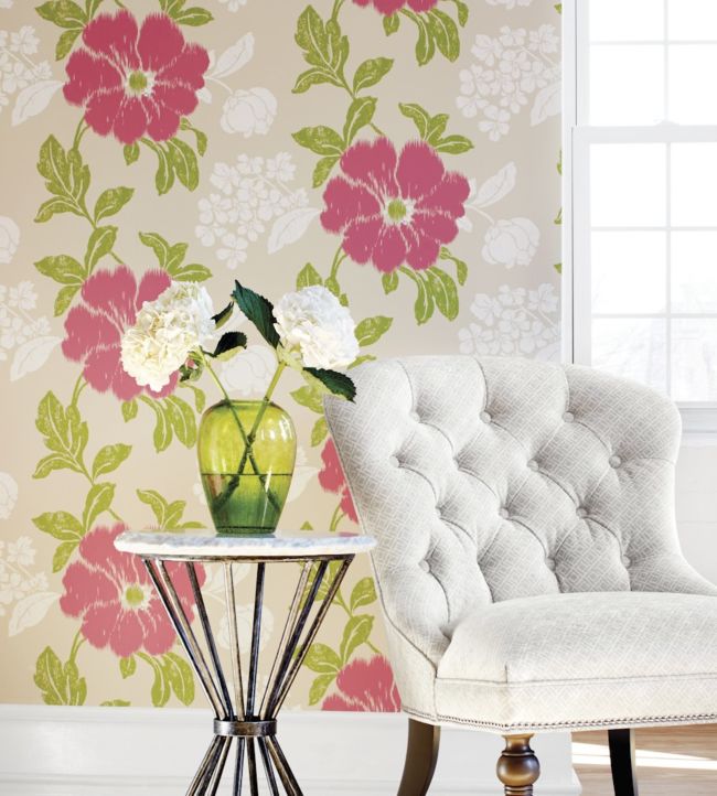 Rue de Seine Wallpaper - Pink on Beige - AT34139 - Anna French