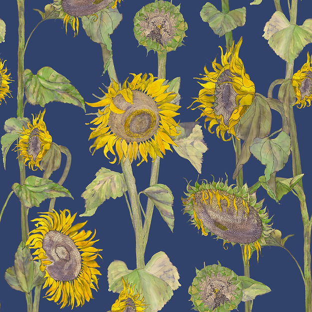 Sunflower Interior Fabric - Blue - Petronella Hall