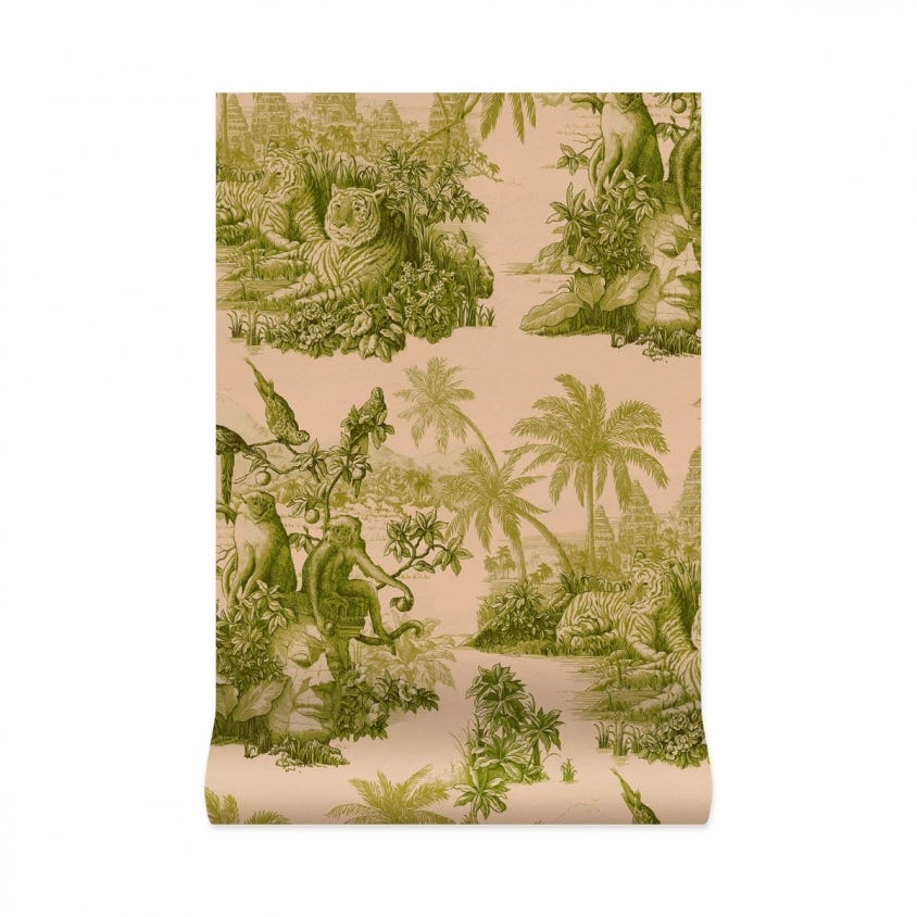 SUMATRA Wallpaper - Blush & Pear-Green - House of Hackney