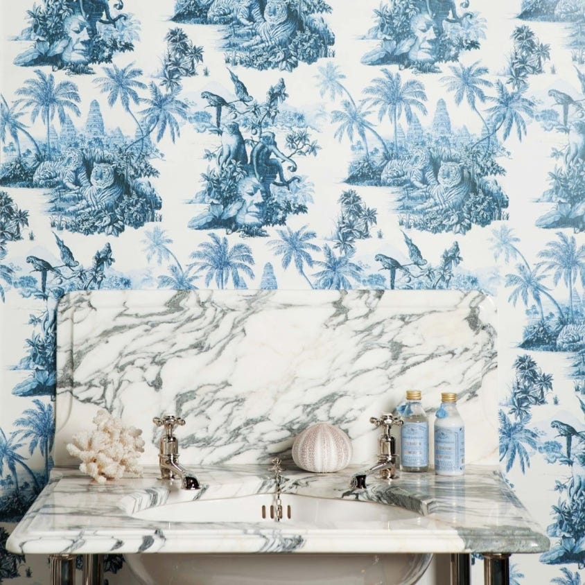 SUMATRA Wallpaper - Off-White & Azure - House of Hackney