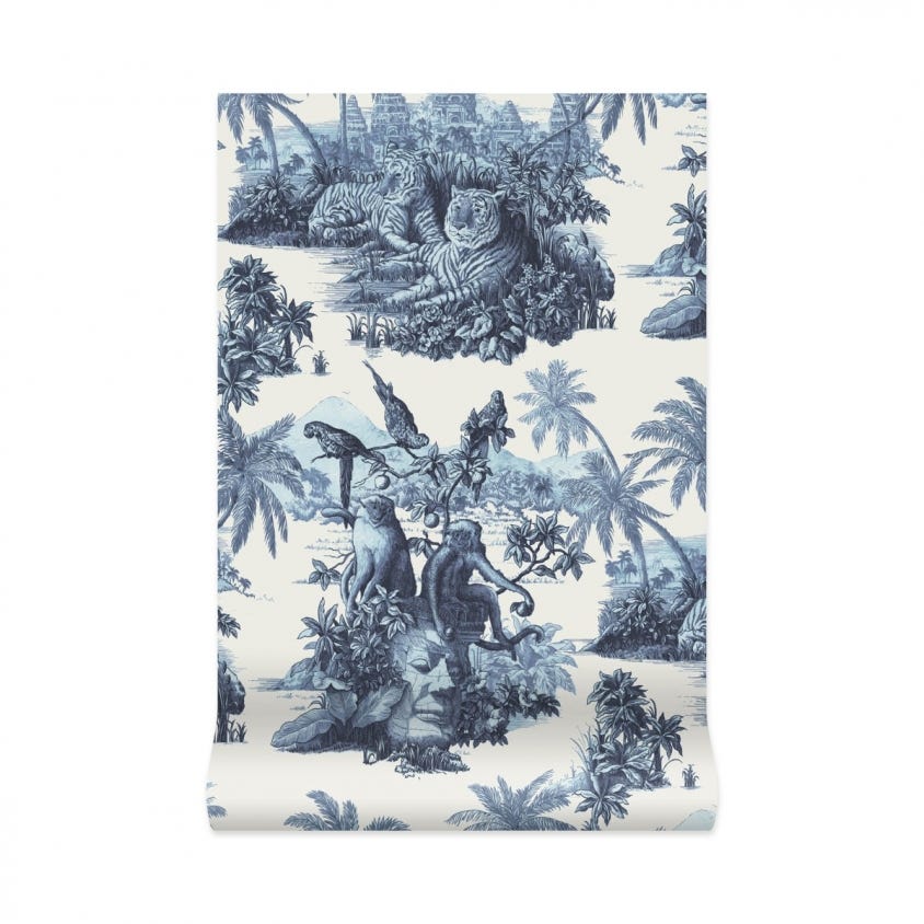 SUMATRA Wallpaper - Off-White & Azure - House of Hackney