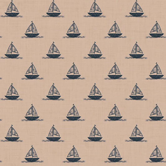 Sail Away Wallpaper - Classic Navy on Soft Spice - Lucie Annabel