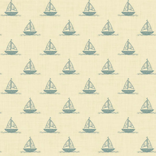 Sail Away Wallpaper - Teal on Lemon Meringue - Lucie Annabel