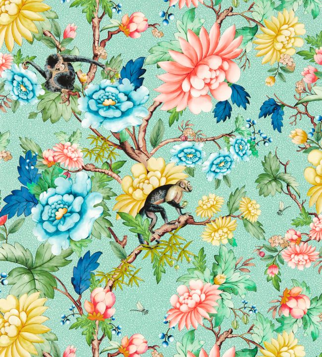 Sapphire Garden Wallpaper - Mineral - Clarke & Clarke