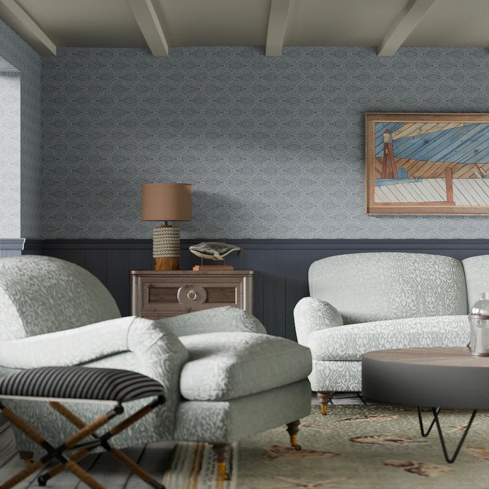Sea of Bream Wallpaper - Cornflower Blue - Lucie Annabel