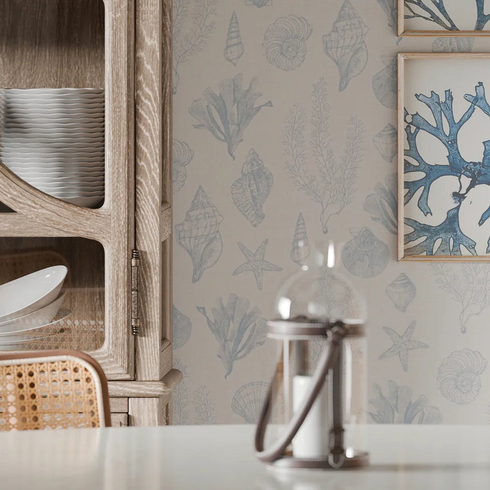 Seaside Stroll Wallpaper - Cornflower Blue - Lucie Annabel