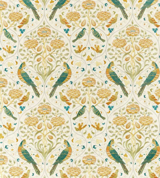Seasons By May Embroidery Fabric - Sea Glass/Brick - 236826 - Morris & Co