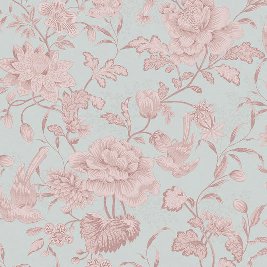 Serenity Wallpaper - Duck Egg & Sweet Pink - Lucie Annabel
