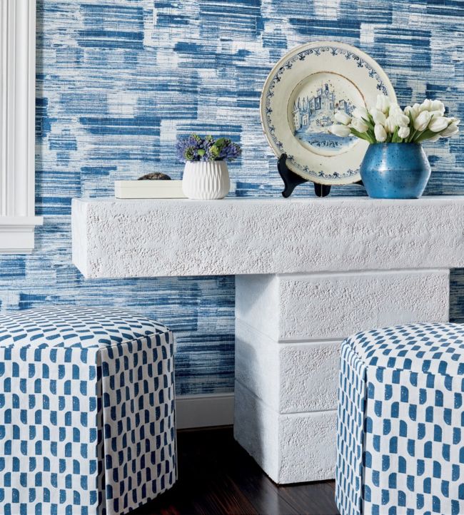 Shadows Wallpaper - Navy - AT9832 - Anna French