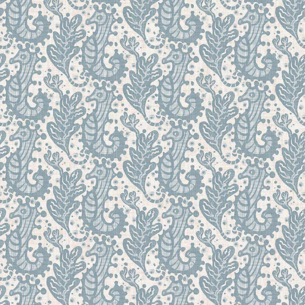 Shetland Seahorses Wallpaper - Cornflower Blue - Lucie Annabel