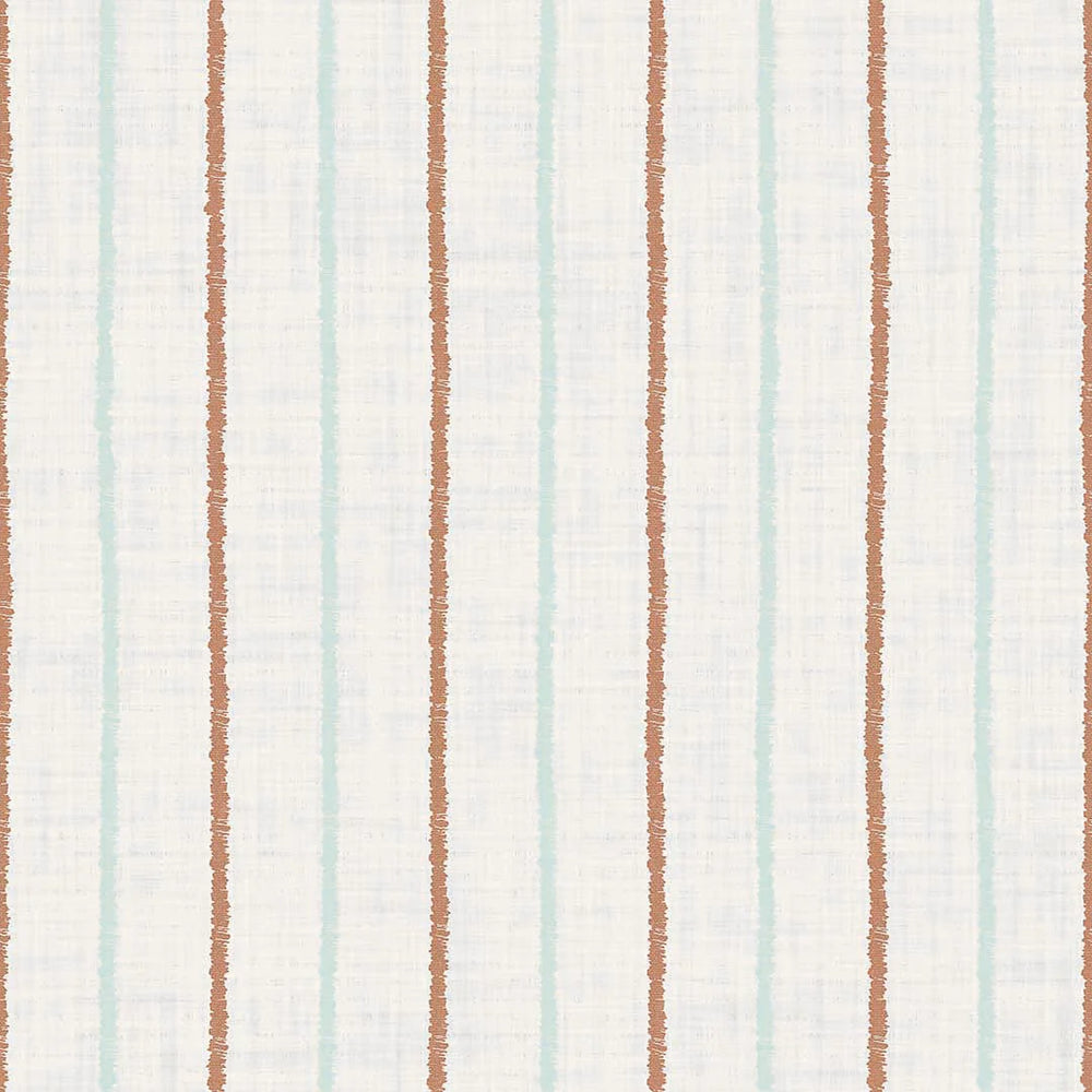 Shoreline Stripes Wallpaper - Autumn Spice & Duck Egg on Pearl White - Lucie Annabel