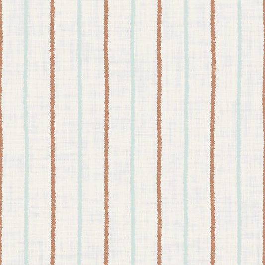 Shoreline Stripes Wallpaper - Autumn Spice & Duck Egg on Pearl White - Lucie Annabel