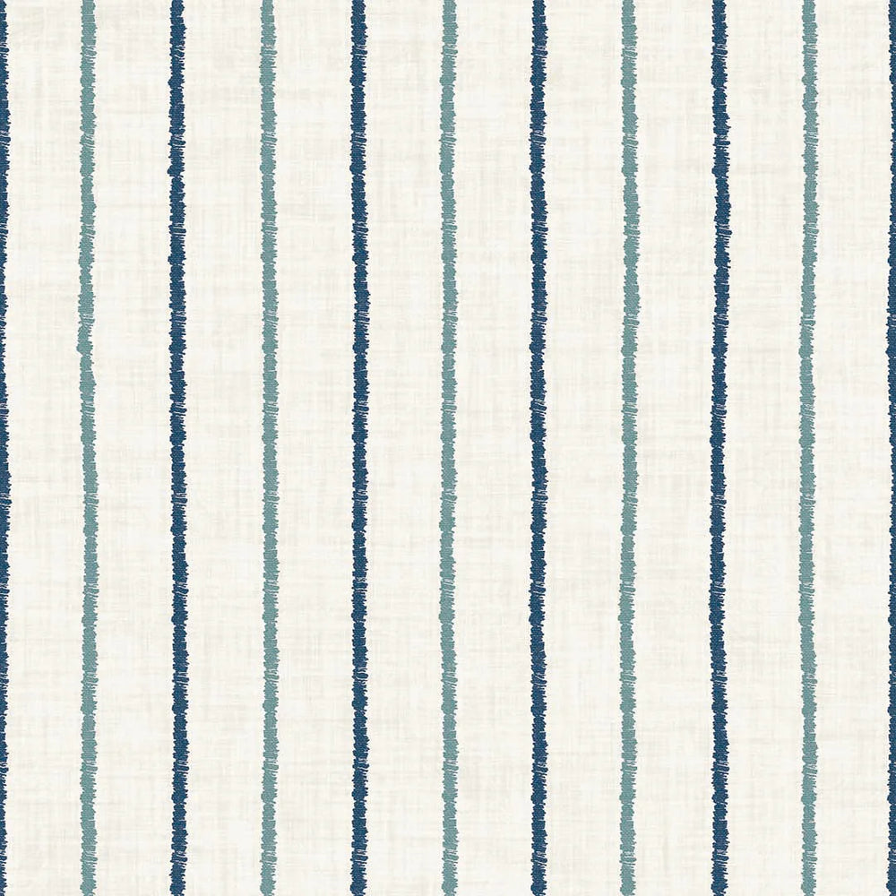 Shoreline Stripes Wallpaper - Classic Navy & Teal on Sand - Lucie Annabel