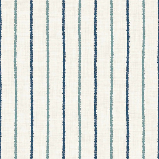 Shoreline Stripes Wallpaper - Classic Navy & Teal on Sand - Lucie Annabel
