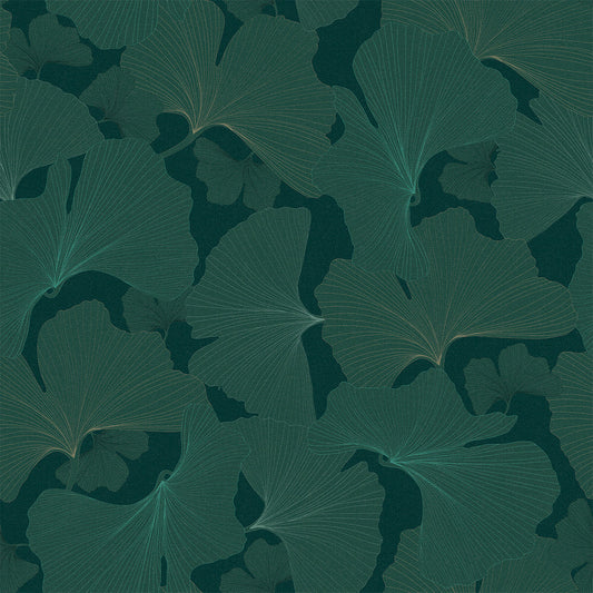 Silver Apricot Wallpaper - Teal & Rustic Green - Lucie Annabel