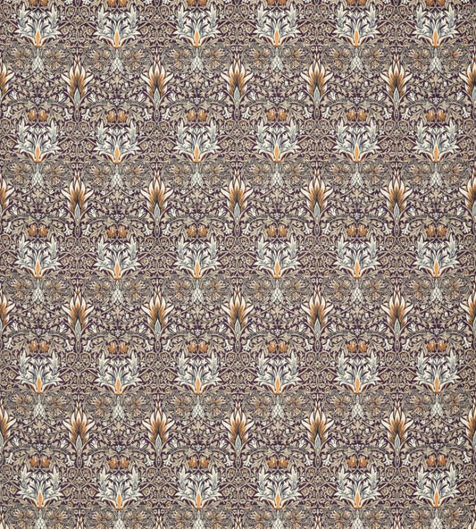 Snakeshead Velvet Fabric - Mulberry/Saffron - 236936 - Morris & Co