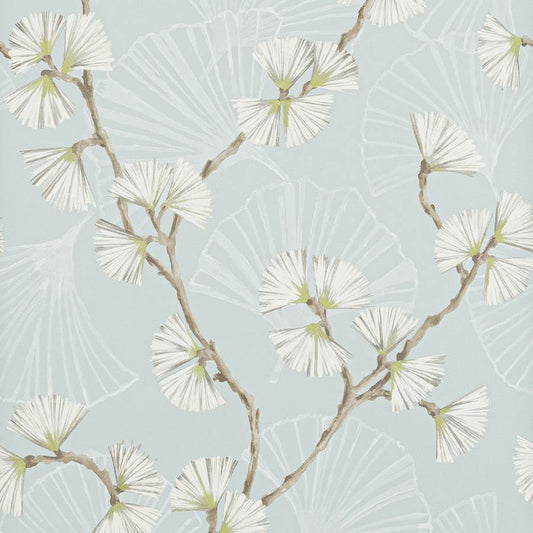 Snow Flower Wallpaper - Aqua/Lime - J183W-03 - Jane Churchill
