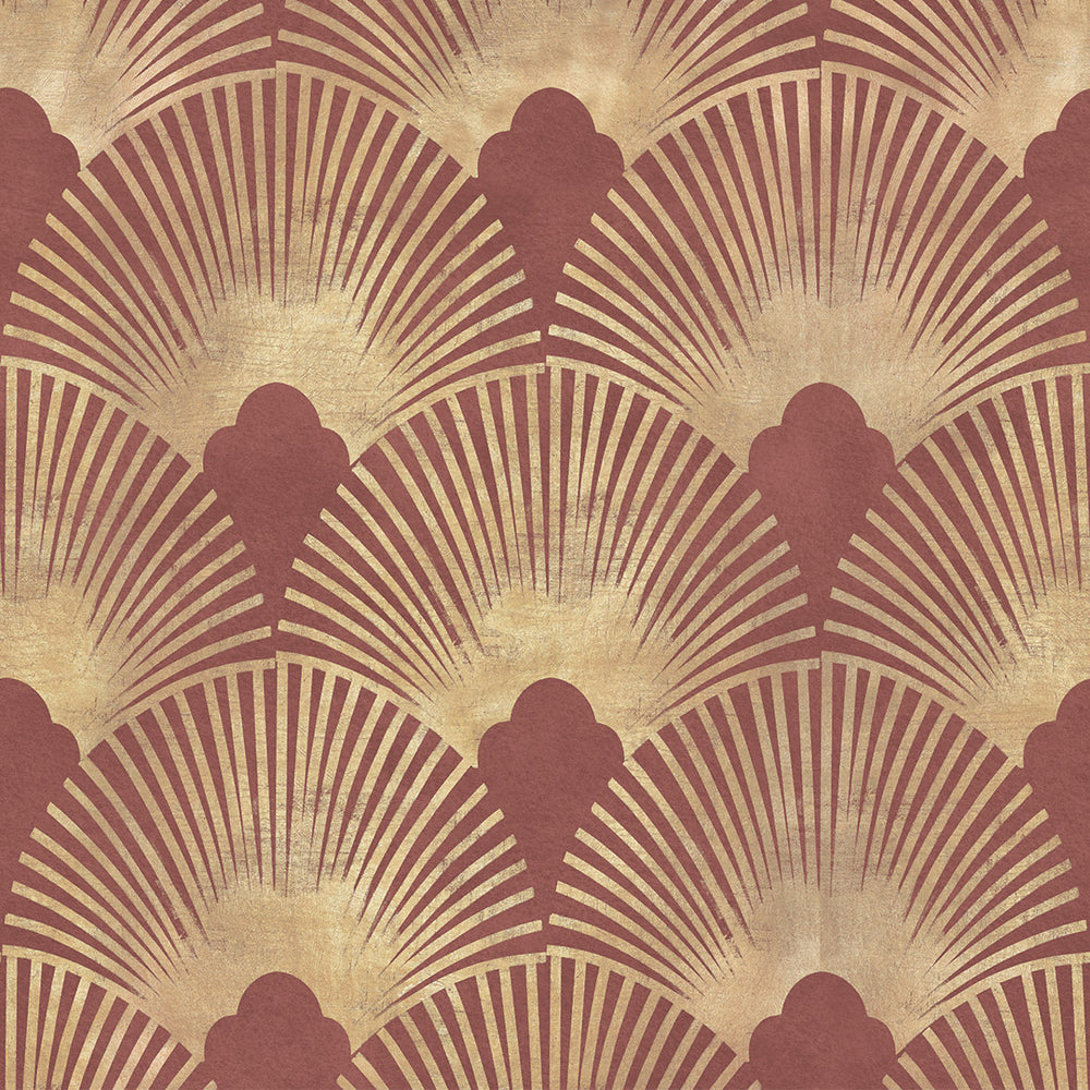 Soleil Wallpaper - Russet Red & Gold - Lucie Annabel