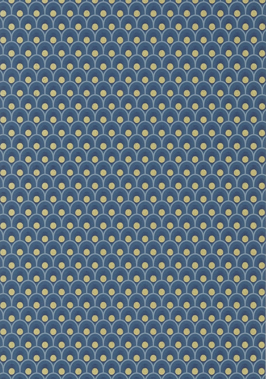 Spencer Wallpaper - Metallic Gold on Navy - AT79156 - Anna French