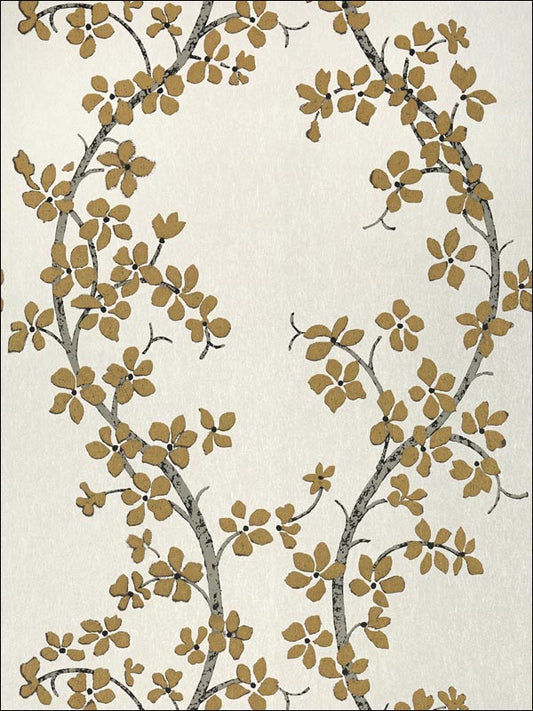 St. Albans Grove Wallpaper - Metallic Gold on Pearl - AT6157 - Anna French