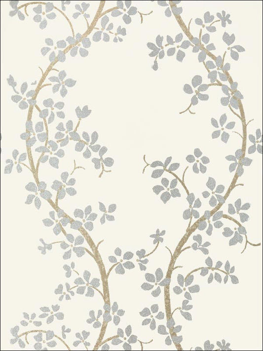 St. Albans Grove Wallpaper - Silver on Cream - AT6153 - Anna French