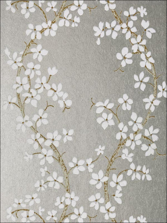 St. Albans Grove Wallpaper - White and Silver - AT6156 - Anna French