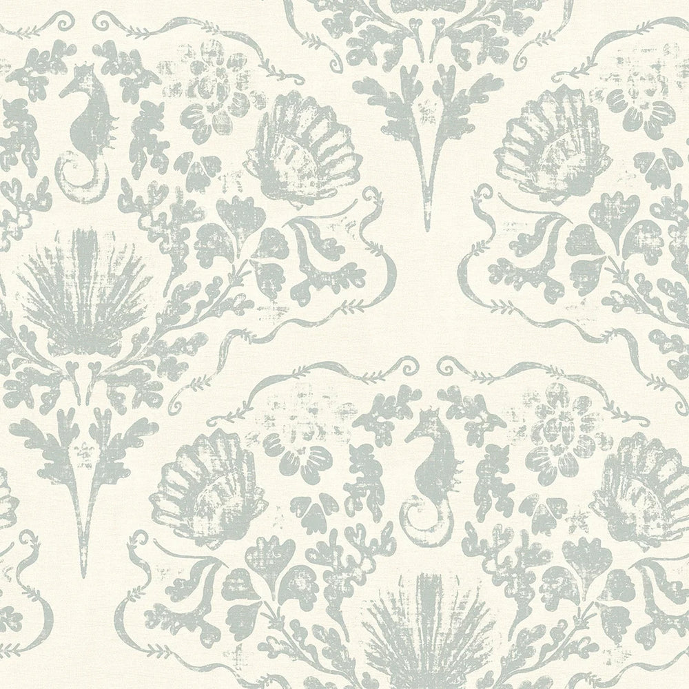 St. Mawes Lace Wallpaper - Soft Rustic Green on Vintage Cream - Lucie Annabel