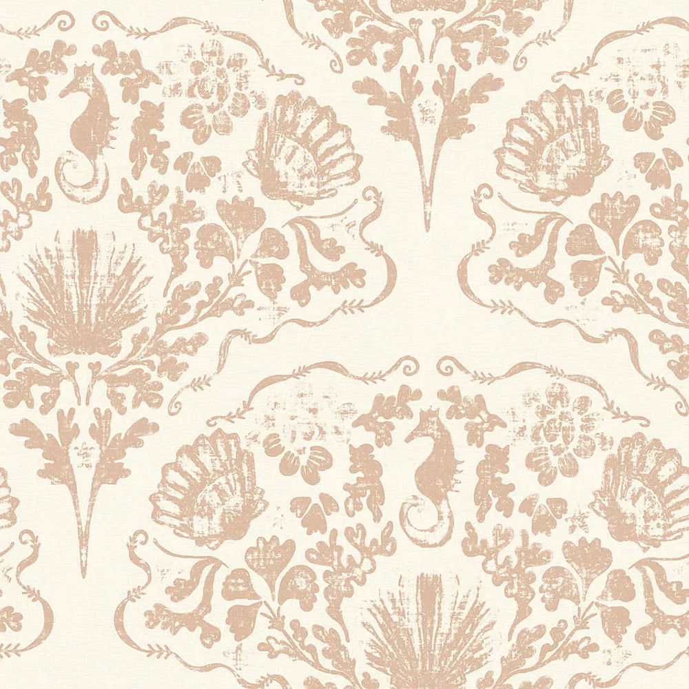St. Mawes Lace Wallpaper - Soft Spice on Pearl White - Lucie Annabel