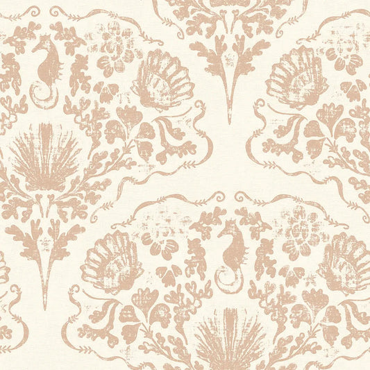 St. Mawes Lace Wallpaper - Soft Spice on Pearl White - Lucie Annabel