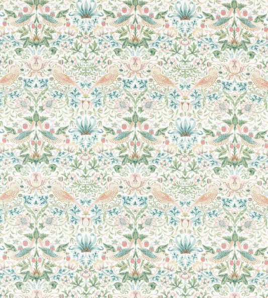 Strawberry Thief Fabric - Cochineal/Willow - 226918 - Morris & Co
