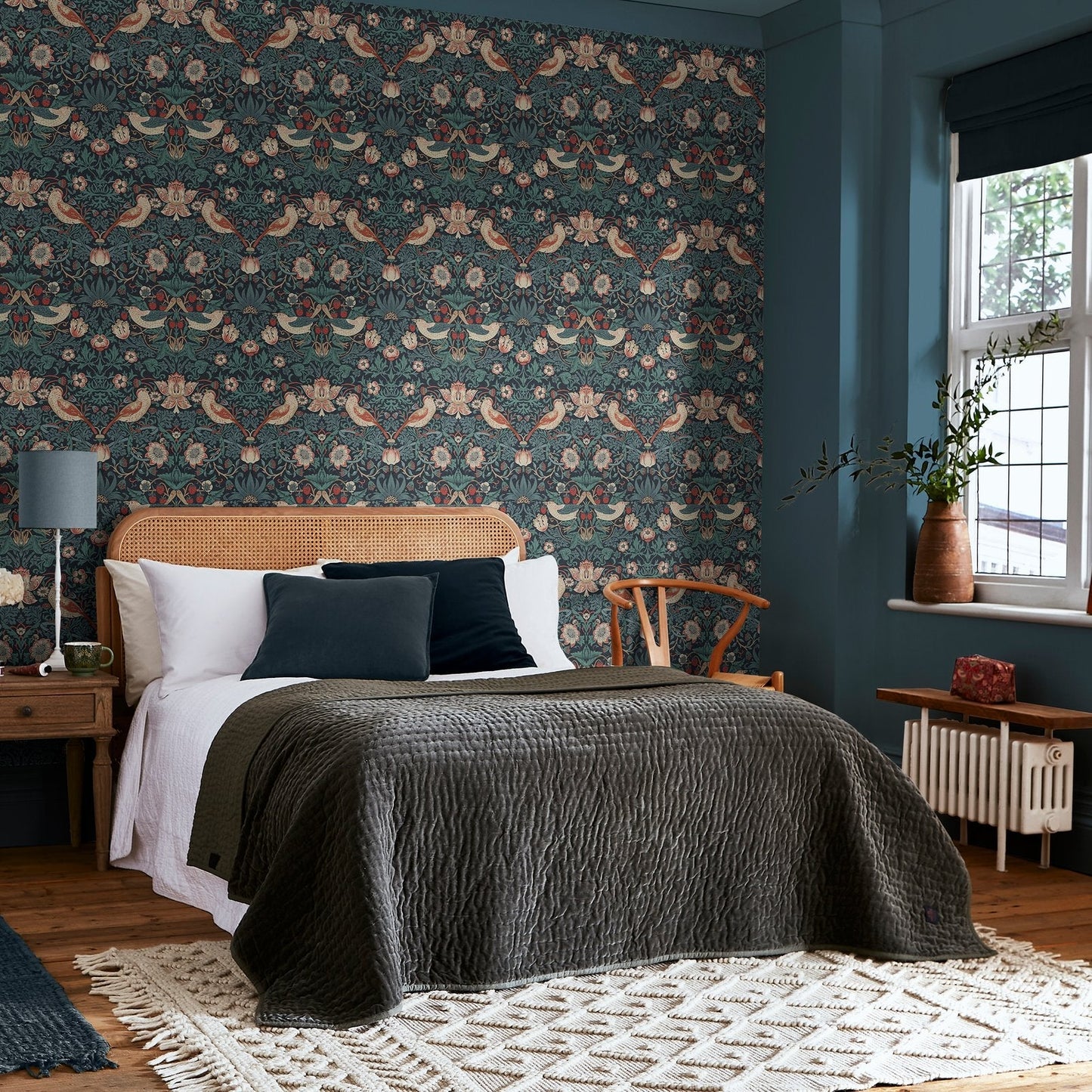 Strawberry Thief Wallpaper - Deep Blue - 124231 - William Morris AH