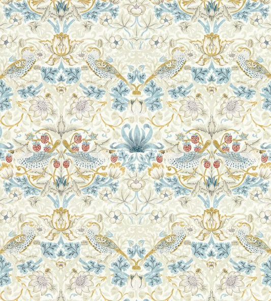 Strawberry Thief Wallpaper - Linen/Plum - W0171/03 - Clarke & Clarke