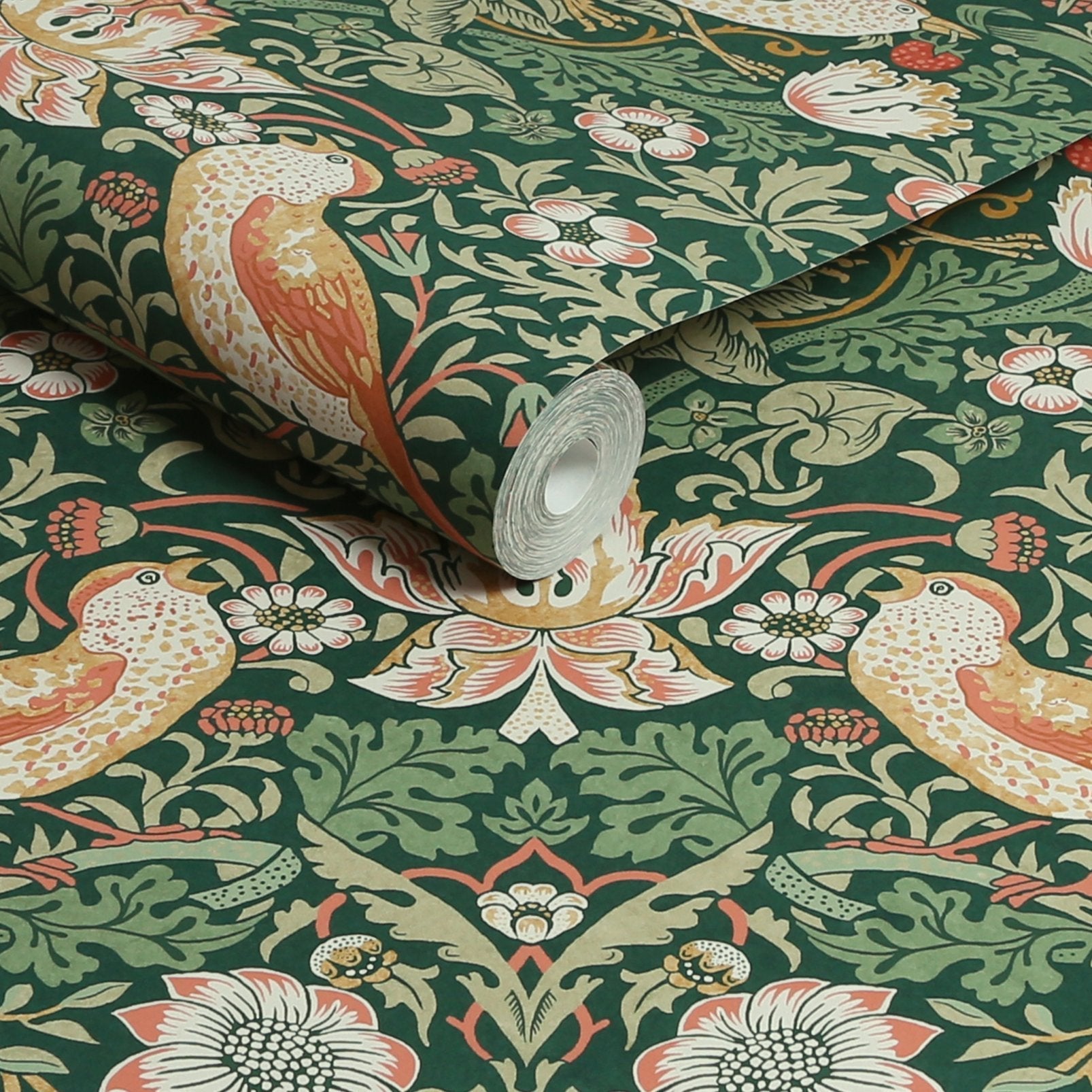 Strawberry Thief Wallpaper - Rich Green - 124234 - William Morris AH