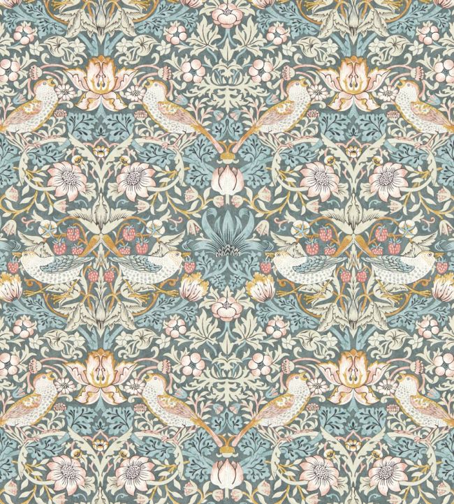 Strawberry Thief Wallpaper - Slate/Blush - W0171/05 - Clarke & Clarke