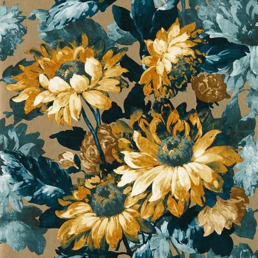 Sunforest Wallpaper - Gilver/Denim - Clarke & Clarke