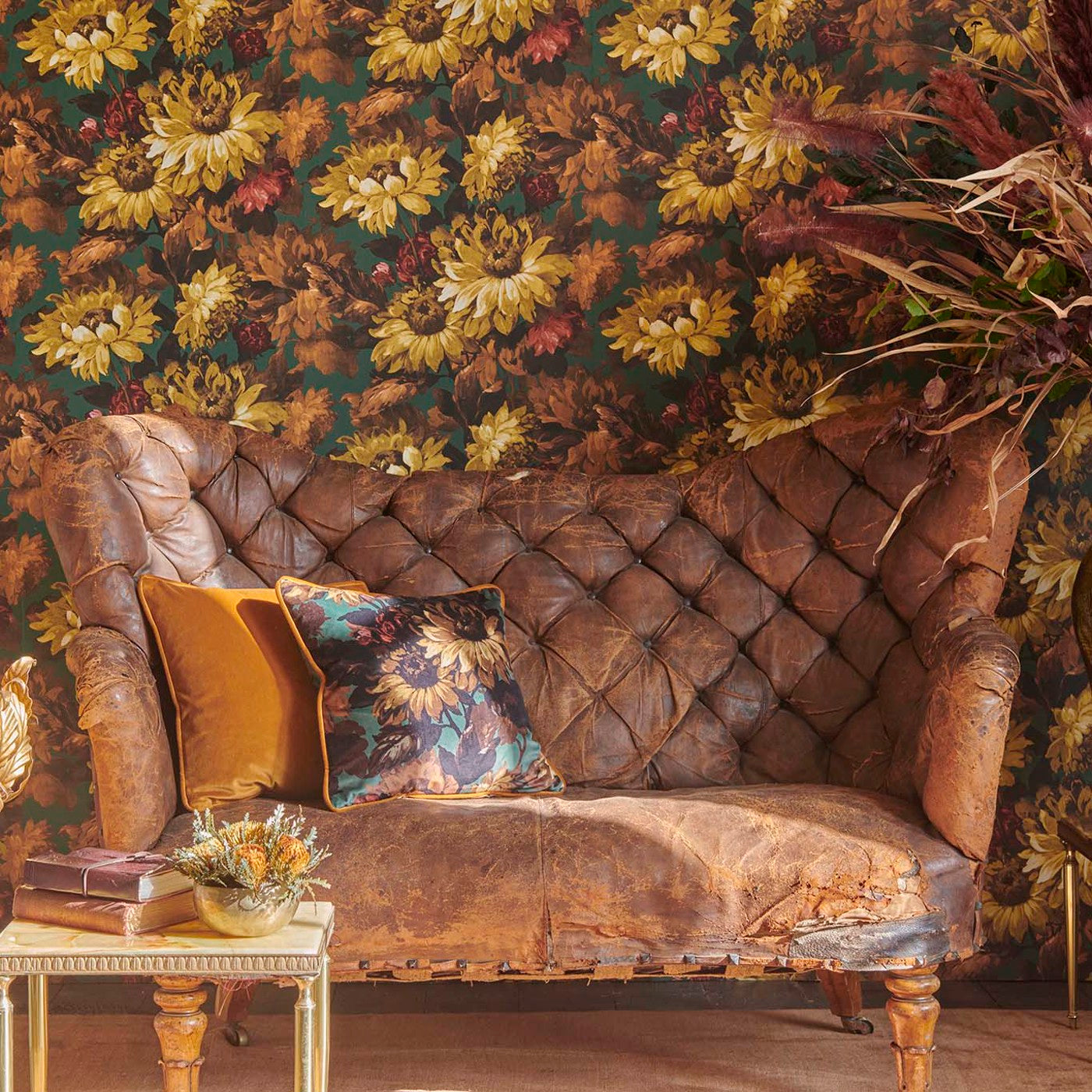Sunforest Wallpaper - Sage/Russet - Clarke & Clarke