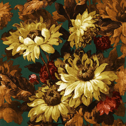 Sunforest Wallpaper - Sage/Russet - Clarke & Clarke