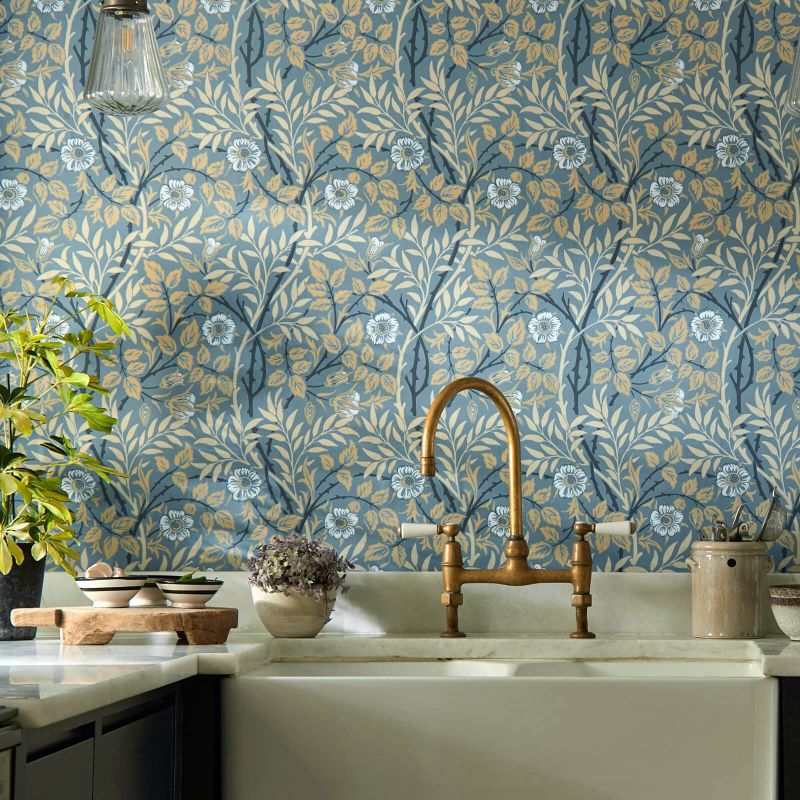 Sweet Briar Wallpaper - Mineral/Linen - 217369 - Morris & Co