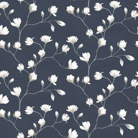 Sweet Magnolia Wallpaper -  Classic Navy - Lucie Annabel